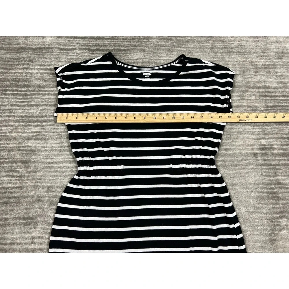 Old Navy Dress Girls XXL 18 Black and White Striped‎ Short Sleeve Elastic Waist
